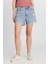 %100 Pamuk Regular Fit Normal Kesim Mavi Mini Denim Jean Şort 3
