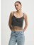 Jeans Degaje Yaka Düz Antrasit Kadın Bluz A1W11010 2