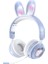 Mikrofonlu Kablosuz Sevimli Tavşanlar Kızlar LED Stereo Müzik Bluetooth Kulaklık (Yurt Dışından) 1