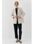 Çizgili Keten Blazer Ceket Natural 1