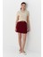 Pileli Mini Etek Bordo 3