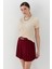 Pileli Mini Etek Bordo 4