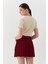 Pileli Mini Etek Bordo 5