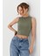 Sıfır Kol Crop Bluz Hakı 1