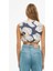 Alyas Regular Fit Çiçek Desenli Crop Boy Kruvaze Beyaz Indigo Renk Kadın Bluz 4