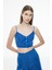 Celans Regular Fit Crop Boy Askılı Saks Renk Kadın Bluz 1