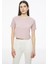 Kelins Regular Fit Crop Boy Bisiklet Yaka Pembe Renk Kadın Tişört 1