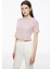 Kelins Regular Fit Crop Boy Bisiklet Yaka Pembe Renk Kadın Tişört 3