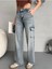 Kadın Vintage Efektli Yüksek Bel Wide Leg Kargo Pantolon 2