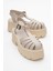 VERUA Krem Kadın Kalın Tabanlı Sandalet 1