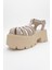 VERUA Krem Kadın Kalın Tabanlı Sandalet 4