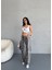 Kadın Yılan Desen Yüksek Bel Likralı Wide Leg Pantolon 4