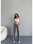 Kadın Yılan Desen Yüksek Bel Likralı Wide Leg Pantolon 5