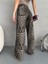 Kadın Leopar Desen Yüksek Bel Likralı Wide Leg Pantolon 4