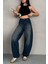 Kadın Soluk Efektli Bol Kesim Rahat Geniş Paça Baggy Jean 1