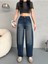 Kadın Soluk Efektli Bol Kesim Rahat Geniş Paça Baggy Jean 3