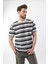 Siyah Bisiklet Yaka Çizgili Erkek T-Shirt E7118 3