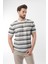 Haki Bisiklet Yaka Çizgili Erkek T-Shirt E7118 3