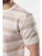 Bej Bisiklet Yaka Çizgili Erkek T-Shirt E7118 4