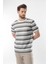 Haki Bisiklet Yaka Çizgili Erkek T-Shirt E7118 2