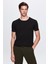 Slim Fit Siyah Rayon Örme T-Shirt 1