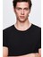 Slim Fit Siyah Rayon Örme T-Shirt 2