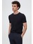 Slim Fit Lacivert Rayon Örme T-Shirt 2