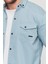 Erkek Mint Slim Fit Dar Kalıp Pamuklu Kot Gömlek 4
