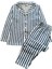Erkek Çocuk %100 Pamuklu Mavi Beyaz Çizgili Gömlek Yaka Boydan Düğmeli Uzun Kollu Pijama Takımı 4