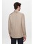 Slim Fit Bej Çizgili Viskon Gömlek 4