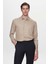 Slim Fit Bej Çizgili Viskon Gömlek 1