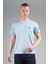 Regular Erkek Bisiklet Yaka Sisli Mavi T-shirt 1
