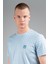 Regular Erkek Bisiklet Yaka Sisli Mavi T-shirt 3
