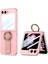 Samsung Galaxy Z Flip 6 Kılıf Kamera Korumalı Yüzüklü Flip Ring Kıpta Kapak-Pembe 1