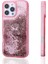 Apple iPhone 15 Pro Max Uyumlu Kılıf Sıvılı Simli Şeffaf Arka Yüzey Keto Silikon Kapak-Pembe 1