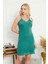Kadın Penye Kumaş Deniz Yeşili Dantelli Tunik Gecelik KRY017 4