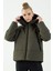 Oversize Kadın Kapşonlu Uzun Kol Haki Mont 21481 2