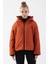 Oversize Kadın Kapşonlu Uzun Kol Kiremit Mont 21481 2