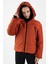 Oversize Kadın Kapşonlu Uzun Kol Kiremit Mont 21481 3