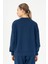 Oversize Kadın Bisiklet Yaka Uzun Kol Açık Lacivert Sweatshirt 23111 2