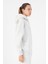 Oversize Kadın Kapüşonlu Gümüş Gri Sweatshirt 3