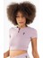SlimFit Kadın Bisiklet Yaka Lila Crop Top 1