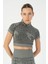 SlimFit Kadın Bisiklet Yaka Siyah Crop Top 2