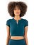 SlimFit Kadın Bisiklet Yaka Turkuaz Crop Top 1