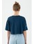 Comfort Kadın Bisiklet Yaka Navymelanj Crop Top 2