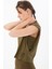 Regular Kadın Bisiklet Yaka Zeytin Crop Top 3