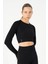 SlimFit Kadın Bisiklet Yaka Siyah- Crop Top 1