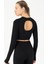SlimFit Kadın Bisiklet Yaka Siyah- Crop Top 2
