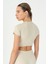 SlimFit Kadın Bisiklet Yaka Bej- Crop Top 2