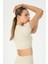 SlimFit Kadın Bisiklet Yaka Bej- Crop Top 3